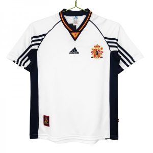 Spania Retro Bortedrakt 1998 Away Trøye hvit og svart