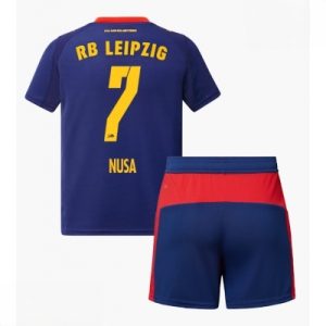 Billige fotballdrakter til Barn RB Leipzig Antonio Nusa #7 Bortedraktsett 2025-26