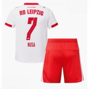 RB Leipzig Antonio Nusa #7 Hjemmedraktsett Barn 2025-26 rød drakt med shorts
