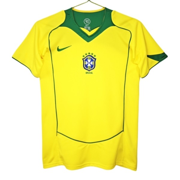 Billige Brasil Hjemmedrakt Retro 2004 gul Fotballdrakter