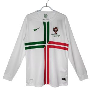 Portugal Bortedrakt 2012 Retro Fotballdrakter Langermet hvit
