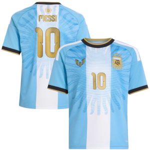 Kjøp Lionel Messi #10 Argentina Drakt Barn VM 2026 Hjemmedraktsett Spesialutgave
