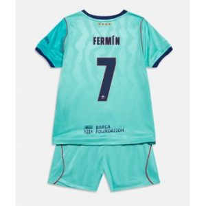 Grønn Barcelona barn 2026-27 Fermin Lopez #7 Tredje skjorte med Shorts Fotballdrakt