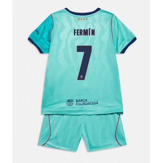 Grønn Barcelona barn 2026-27 Fermin Lopez #7 Tredje skjorte med Shorts Fotballdrakt