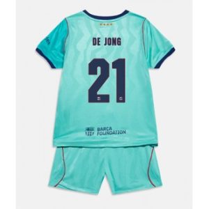 Barcelona fotballdrakt barn 2026-27 Frenkie de Jong #21 Tredje skjorte grønn Draktsett