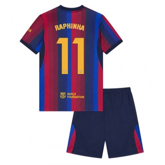 Barcelona 2026/27 hjemmedrakt for barn - Raphinha Belloli #11 fotballdrakt med shorts