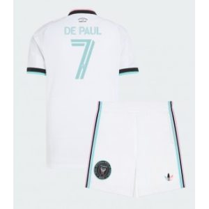 Hvit Inter Miami Tredje skjorte barn Rodrigo De Paul #7 2026-27 Draktsett til barn med shorts