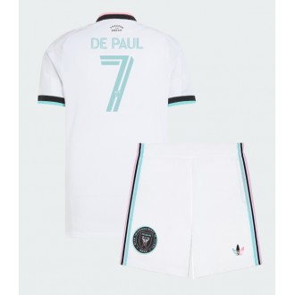 Hvit Inter Miami Tredje skjorte barn Rodrigo De Paul #7 2026-27 Draktsett til barn med shorts